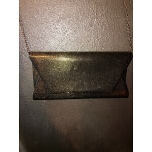 Nina Gold Metallic Envelope Clutch Shoulder Bag Removable Chain Strap Purse